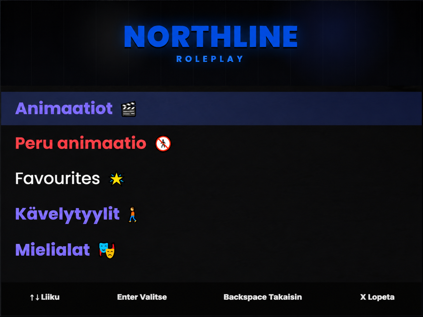 NorthLineRP animaatiomenu
